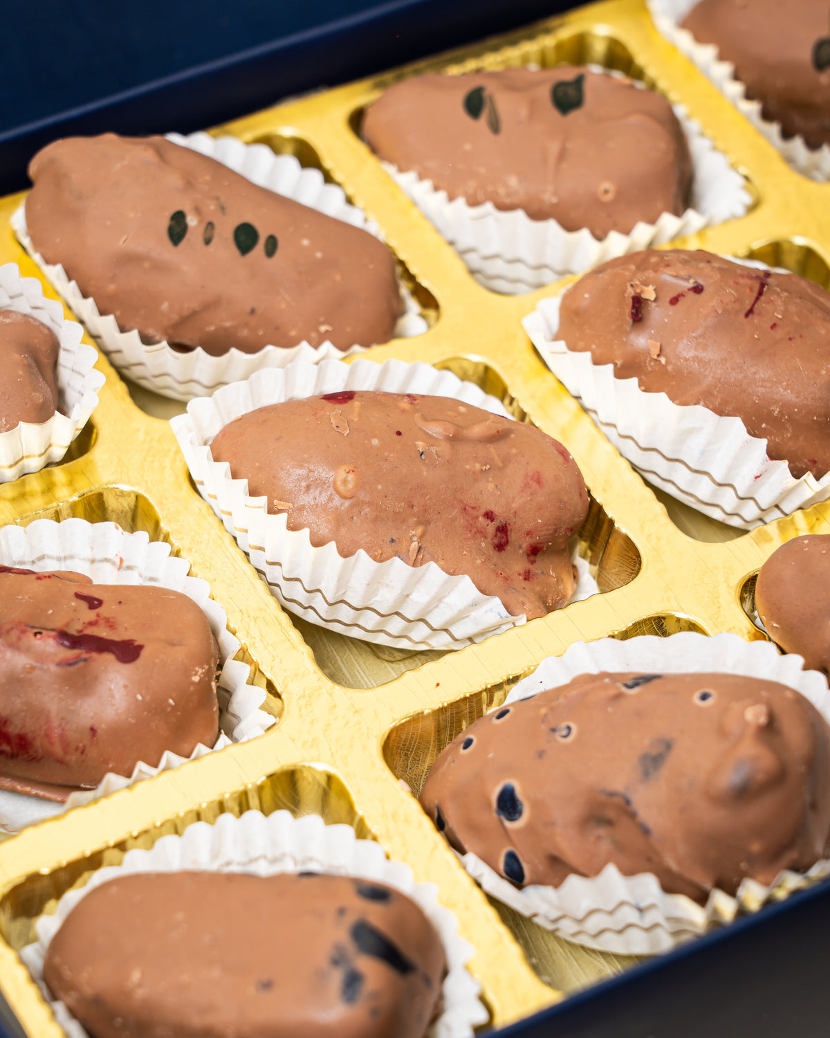 Assorted Filled & Coated Kunafa Dates Box of 12 โ Pistachio & Hazelnut