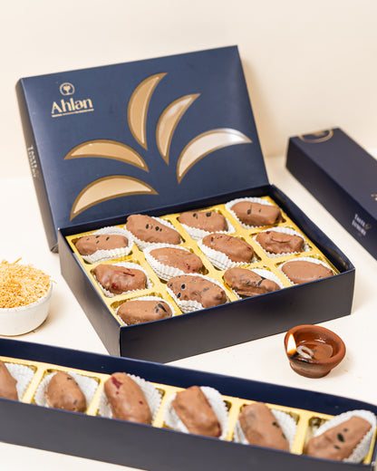 Assorted Filled & Coated Kunafa Dates Box of 12 – Pistachio & Hazelnut