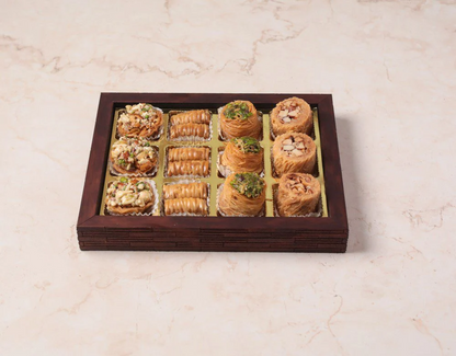 Ligneous Tray Hamper Mediterranean Baklava Sweets