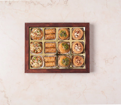 Ligneous Tray Hamper Mediterranean Baklava Sweets