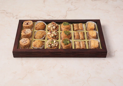 Ligneous Tray Hamper Mediterranean Baklava Sweets