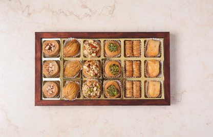 Ligneous Tray Hamper Mediterranean Baklava Sweets