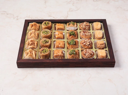 Ligneous Tray Hamper Mediterranean Baklava Sweets