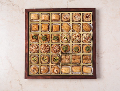 Ligneous Tray Hamper Mediterranean Baklava Sweets