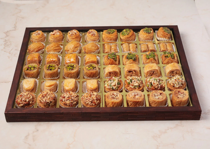 Ligneous Tray Hamper Mediterranean Baklava Sweets